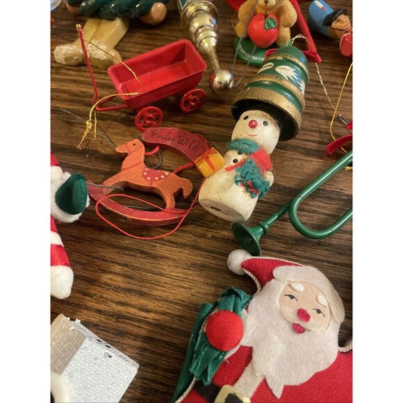 Vintage Christmas Ornament Lot Santa Lenox Hong Kong Horse Bear Glass Wood - Picture 5 of 10
